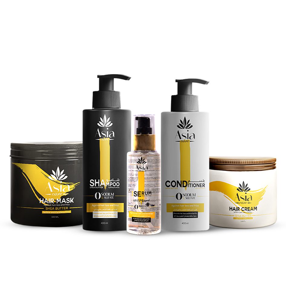 مجموعة الشيا  لمعالجه الهيشان ومنع التساقط – شامبو + بلسم + ماسك + كريم + سيرم